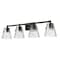 Z-Lite Analia Vanity, 4-Light, 36 In.W x 7.5 In.L x 9.25 In.H, Matte Black/Clear Ribbed 1101-4V-MB - alternate 6